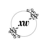 iniziale xw logo monogramma lettera femminile eleganza vettore