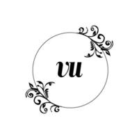 iniziale vu logo monogramma lettera femminile eleganza vettore