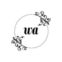 iniziale wa logo monogramma lettera femminile eleganza vettore