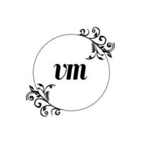 iniziale vm logo monogramma lettera femminile eleganza vettore
