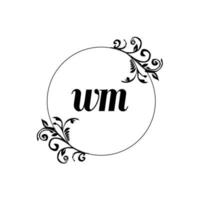 iniziale wm logo monogramma lettera femminile eleganza vettore