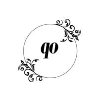 iniziale qo logo monogramma lettera femminile eleganza vettore