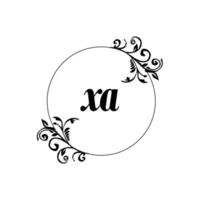 iniziale xa logo monogramma lettera femminile eleganza vettore
