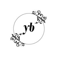 iniziale yb logo monogramma lettera femminile eleganza vettore