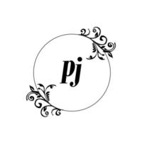 iniziale pj logo monogramma lettera femminile eleganza vettore