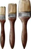 impostato di stretto e largo spazzole per Lavorando con vernici. disegnato a mano acquerello vettore disegno. vettore gruppo di colorato matite isolato su trasparente sfondo