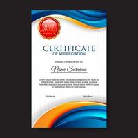 blu profesional certificato di apprezzamento modello vettore
