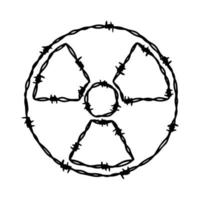 filo spinato radiazione Pericolo cartello forma. mano disegnato vettore illustrazione nel schizzo stile