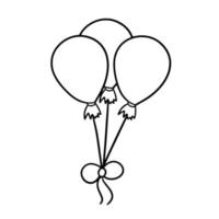 monocromatico festivo palloncini su un' corda, vettore illustrazione nel cartone animato stile su un' bianca sfondo