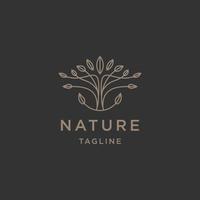 natura foglia fiore con linea arte stile logo design modello piatto vettore