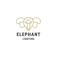 testa elefante lampadina logo design modello piatto vettore