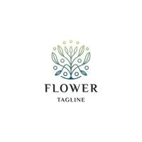 natura foglia fiore con linea arte stile logo design modello piatto vettore