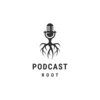 Podcast radice logo design modello piatto vettore