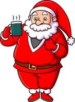 il Santa Claus è Tenere il caldo cioccolato e dando il pollice su nel il Natale giorno vettore