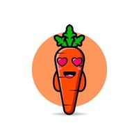 carino carote con un' sguardo di amore design portafortuna kawaii vettore