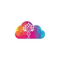 dna albero nube forma concetto vettore logo design. dna genetico icona. dna con verde le foglie vettore logo design.