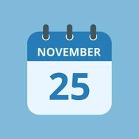 novembre 25 calendario mese icona vettore