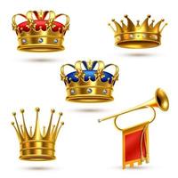 corona reale e set di corno vettore