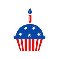 indipendenza giorno Cupcake patriottico illustrazioni. carino vettore stampe per 4 ° di luglio.