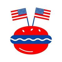 icona Hamburger con americano bandiera. indipendenza giorno patriottico illustrazioni. carino vettore stampe per 4 ° di luglio.