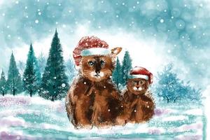 bellissimo Natale paesaggio nel inverno con Natale carino cani sfondo vettore