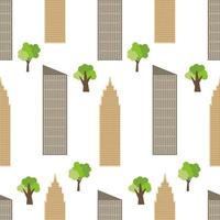 senza soluzione di continuità città sfondo con moderno case e verde alberi. vettore illustrazione