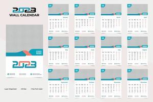 moderno e pulito nuovo anno 2023 parete calendario design modello vettore