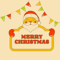 carino sorridente Santa Claus Tenere cartello allegro Natale saluto carta o sfondo nel retrò scanalatura stile vettore