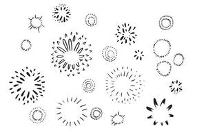 set di doodle starburst isolato su sfondo bianco disegnato a mano da sunburst. elementi di design. illustrazione vettoriale. vettore