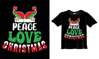 pace amore Natale maglietta design modello per Natale celebrazione. bene per saluto carte, magliette, tazze, e i regali. per uomini, donne, e bambino capi di abbigliamento vettore