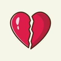 rotto cuore cartone animato icona vettore illustrazione