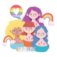 cartoni animati di ragazze con arcobaleni lgbti vettore