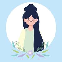 avatar donna con i capelli neri vettore