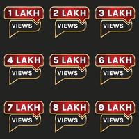 1 lakh per 9 lakh più visualizzazioni celebrazione clipart vettore