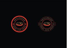 Vintage ▾ bistecca Casa e barbecue ristorante design logo modello. vettore