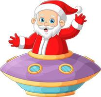 Santa Claus con alieno volante piattino vettore
