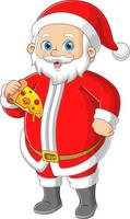 Santa Claus gode delizioso fetta un' Pizza vettore