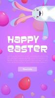 contento Pasqua manifesto con uova e carino coniglietto vettore