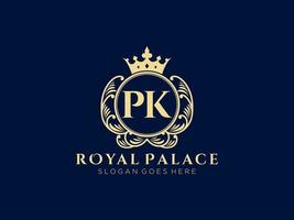 lettera pk antico reale lusso vittoriano logo con ornamentale telaio. vettore