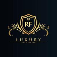 rf lettera iniziale con reale modello.elegante con corona logo vettore, creativo lettering logo vettore illustrazione.