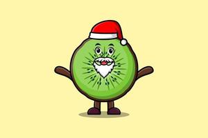 carino cartone animato personaggio Kiwi frutta Santa Claus vettore