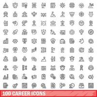 100 icone di carriera impostate, stile contorno vettore