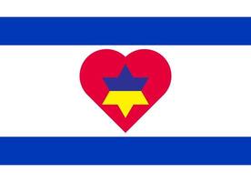 un' cuore dipinto nel il colori di il bandiera di Ucraina su il bandiera di Israele. vettore illustrazione di un' blu e giallo cuore su il nazionale simbolo.