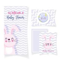 baby shower card set con coniglio e luna vettore