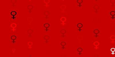 trama vettoriale rosso chiaro con simboli dei diritti delle donne.