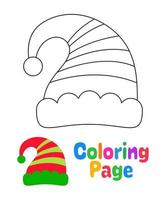 colorazione pagina con elfo cappello per bambini vettore