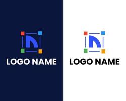 lettera n con modello di progettazione logo moderno tecnologico vettore