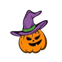 mano disegnato Halloween zucca clipart con conico cappello vettore