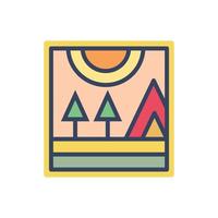 astratto tramonto spiaggia montagna logo distintivo design. logo design icona vettore illustrazione
