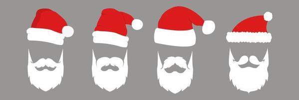 Santa Claus cappelli e barbe vettore piatto collezione